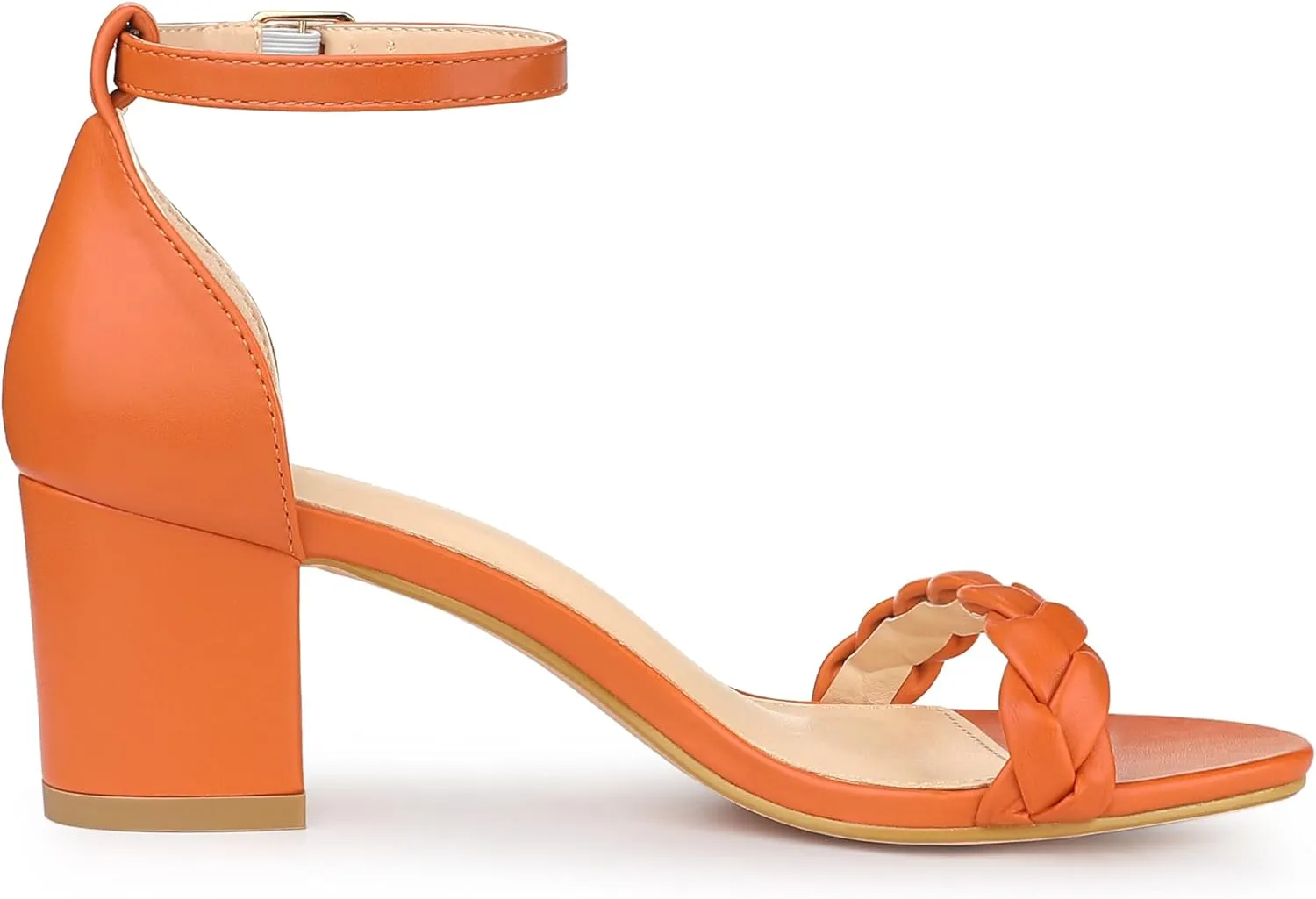 Allegra K Women's Chunky Heels Ankle Strap Braided Heel Sandals