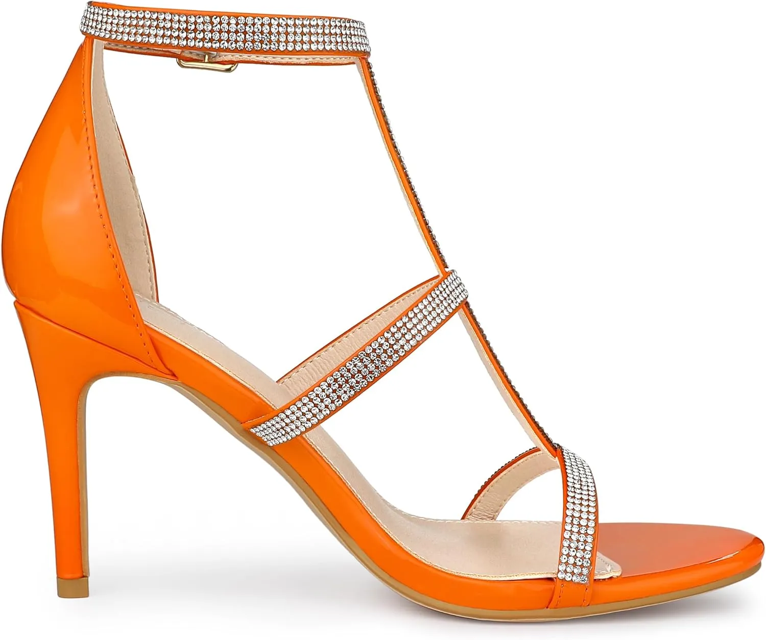 Allegra K Women's Rhinestone Ankle Strap Stiletto High Heel Sandals