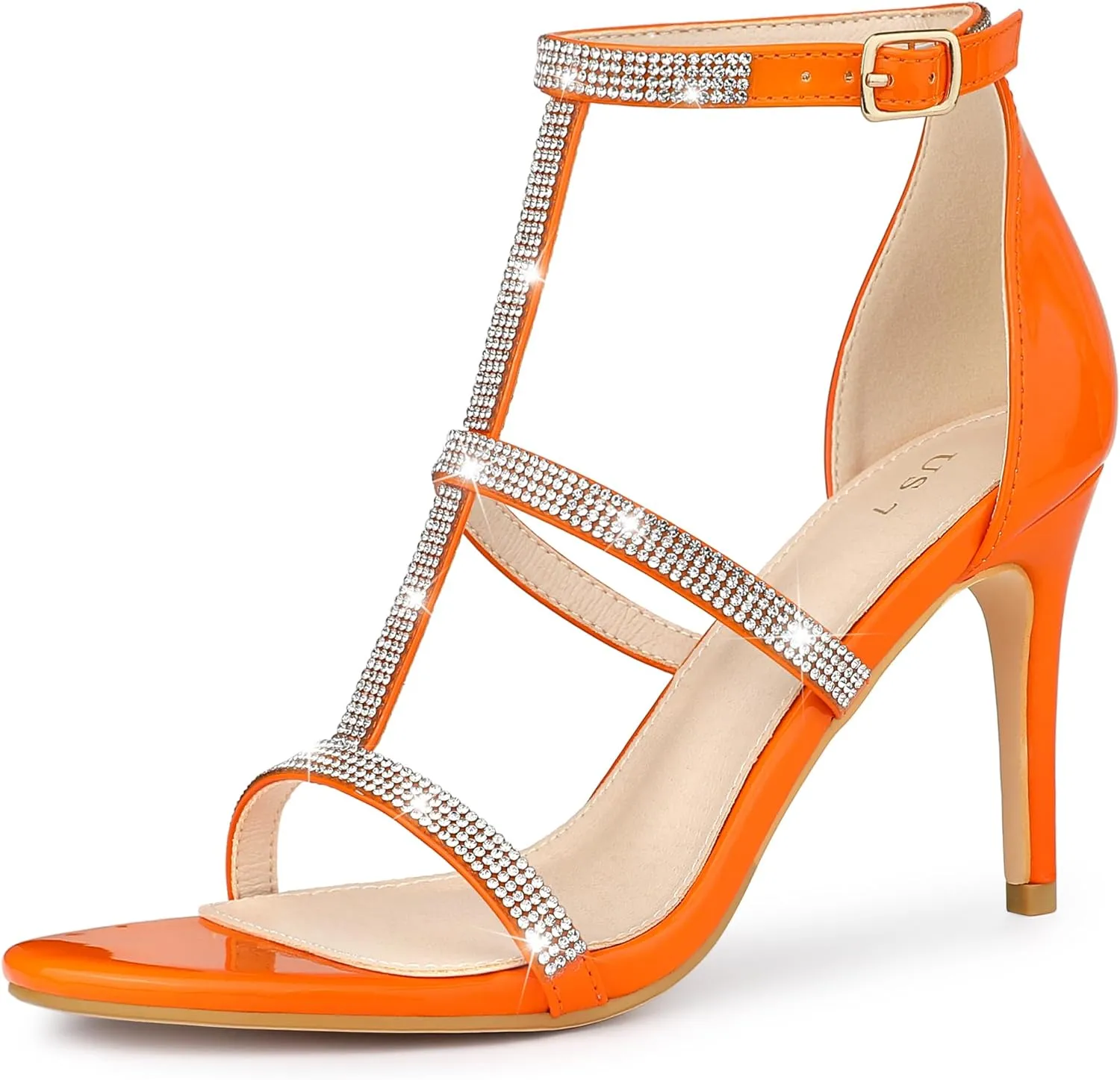 Allegra K Women's Rhinestone Ankle Strap Stiletto High Heel Sandals