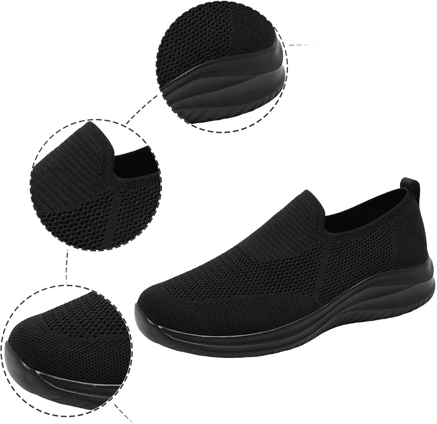 Breathable Diabetic Shoes for Men Lightweight Breathable Slip on Running Shoe Outdoor Non Slip Jogging Sneakers