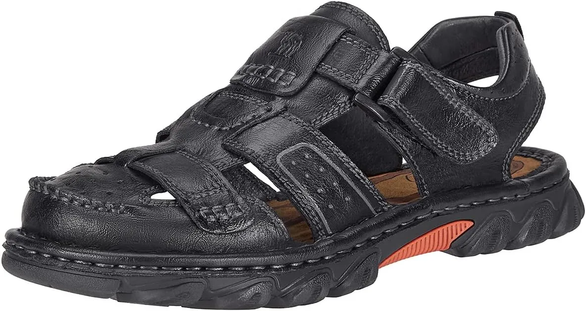 CAMEL CROWN Men's Leather Sandals Closed toe Fishermen Sandal Comfortable for Hiking Beach Walking Summer Shoes Size7-12