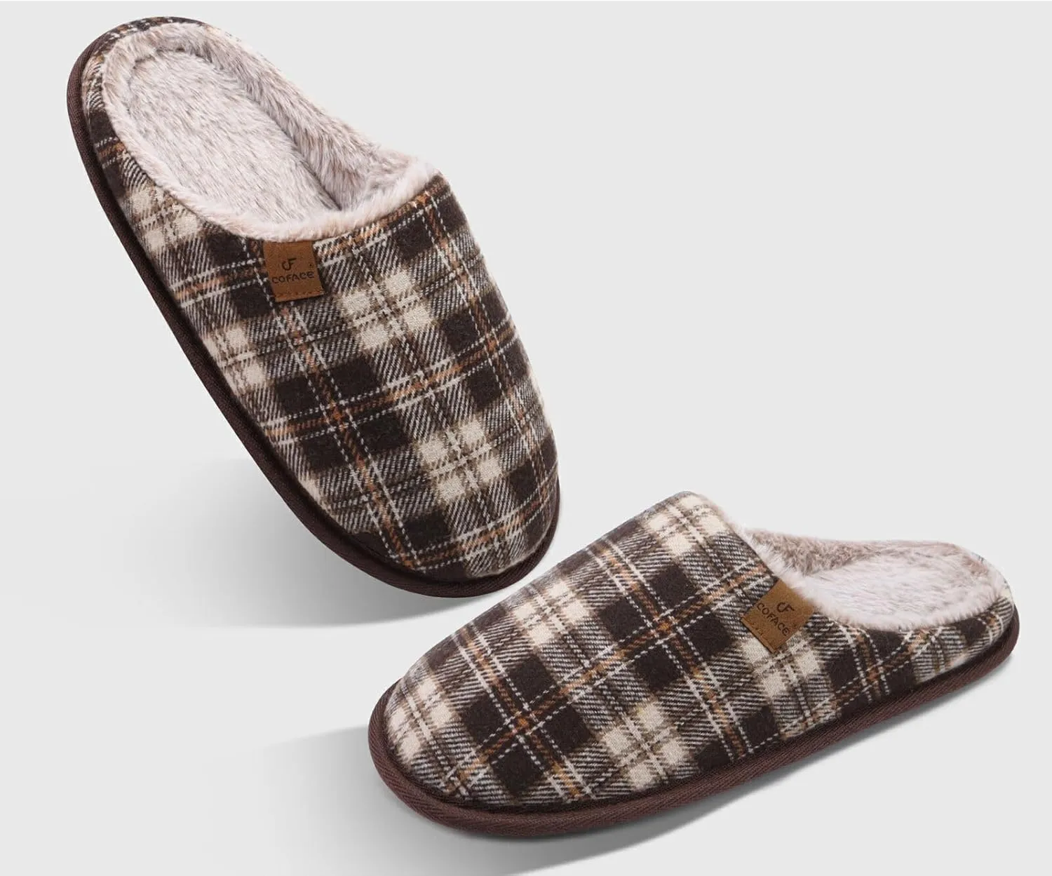 COFACE Unisex Mens Womens Cozy Memory Foam Scuff Slippers Casual Slip On Warm House Shoes Indoor/Outdoor Sandal Slippers With Arch Support Rubber Sole Size 4-15