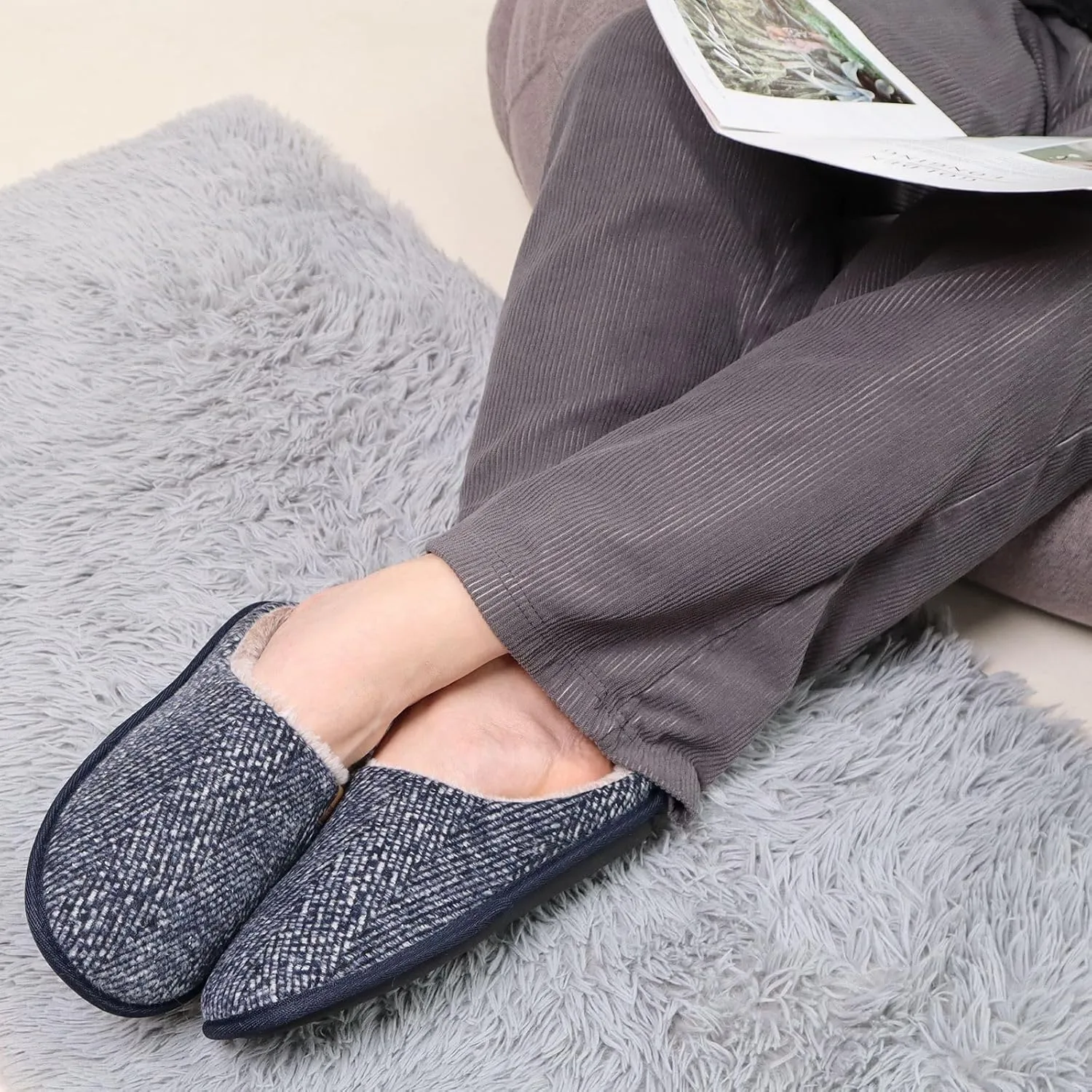 COFACE Unisex Mens Womens Cozy Memory Foam Scuff Slippers Casual Slip On Warm House Shoes Indoor/Outdoor Sandal Slippers With Arch Support Rubber Sole Size 4-15
