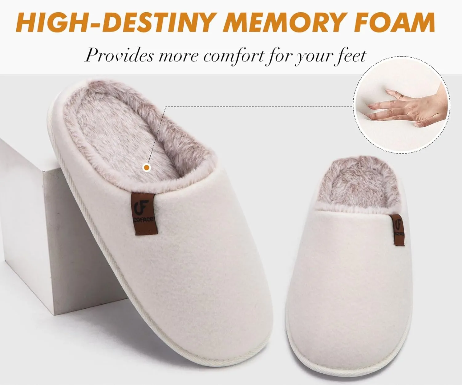 COFACE Unisex Mens Womens Cozy Memory Foam Scuff Slippers Casual Slip On Warm House Shoes Indoor/Outdoor Sandal Slippers With Arch Support Rubber Sole Size 4-15