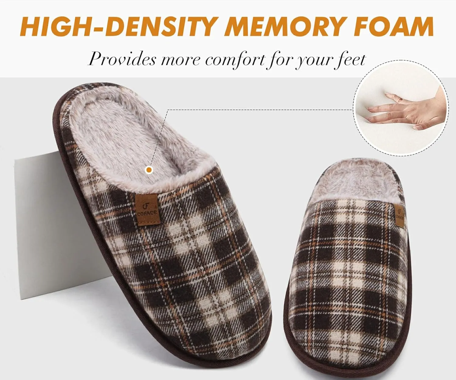 COFACE Unisex Mens Womens Cozy Memory Foam Scuff Slippers Casual Slip On Warm House Shoes Indoor/Outdoor Sandal Slippers With Arch Support Rubber Sole Size 4-15