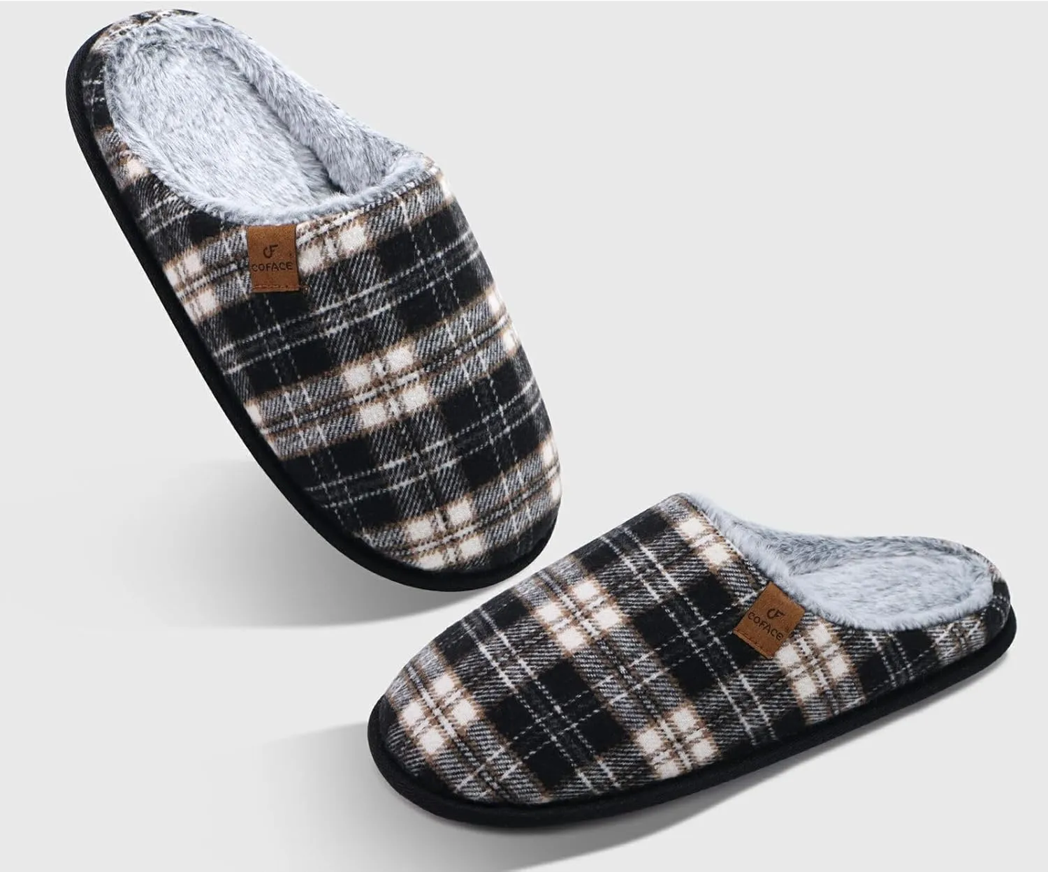 COFACE Unisex Mens Womens Cozy Memory Foam Scuff Slippers Casual Slip On Warm House Shoes Indoor/Outdoor Sandal Slippers With Arch Support Rubber Sole Size 4-15