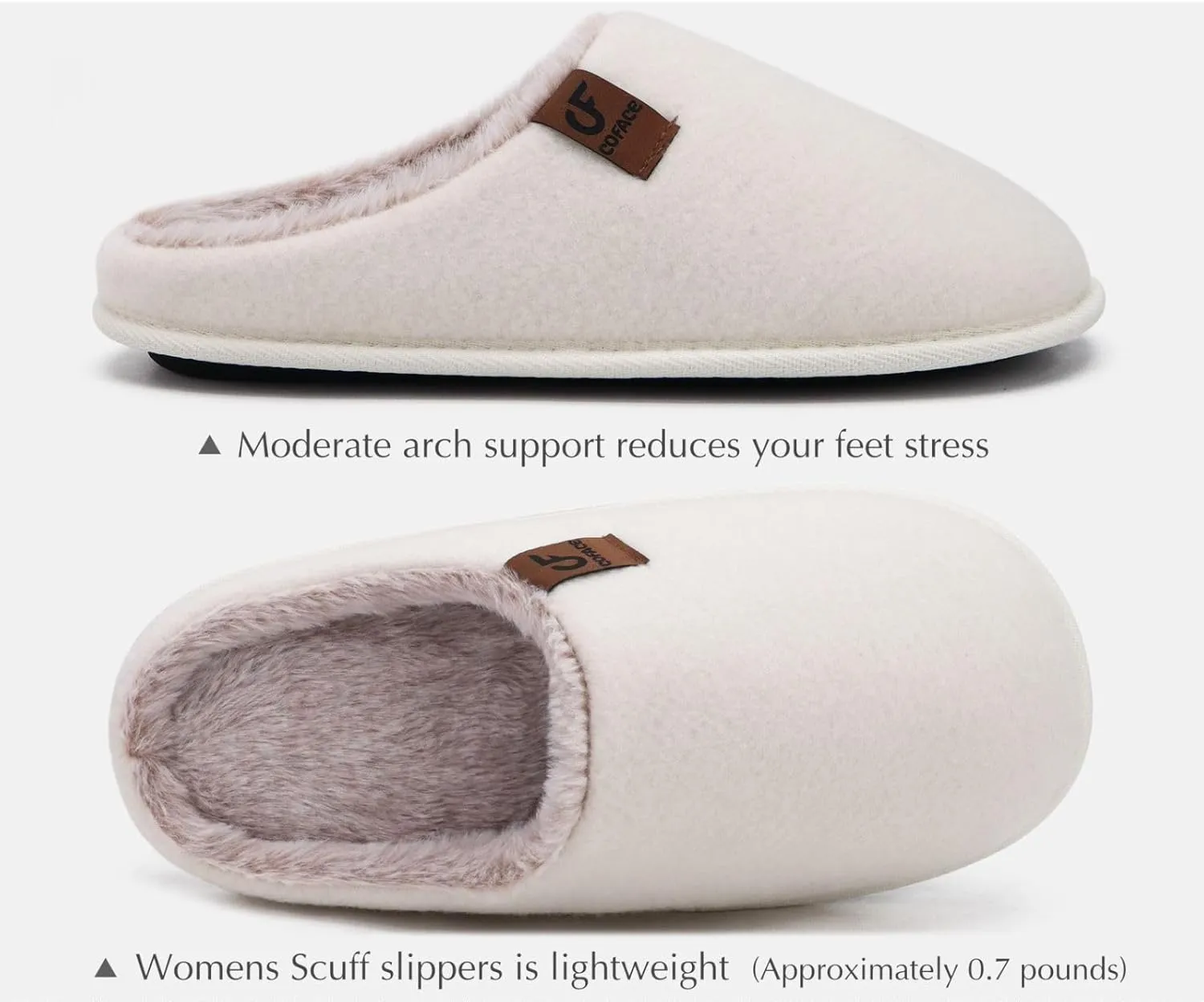 COFACE Unisex Mens Womens Cozy Memory Foam Scuff Slippers Casual Slip On Warm House Shoes Indoor/Outdoor Sandal Slippers With Arch Support Rubber Sole Size 4-15