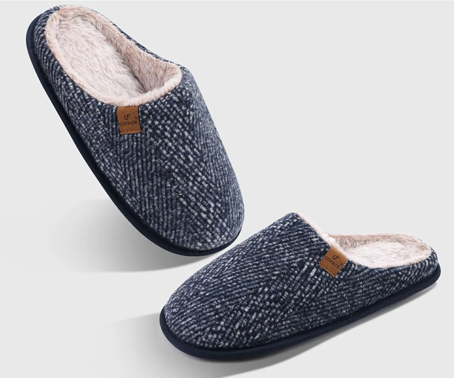 COFACE Unisex Mens Womens Cozy Memory Foam Scuff Slippers Casual Slip On Warm House Shoes Indoor/Outdoor Sandal Slippers With Arch Support Rubber Sole Size 4-15