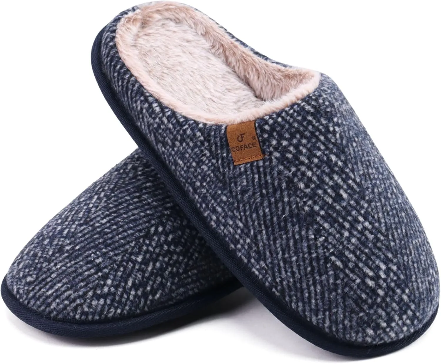 COFACE Unisex Mens Womens Cozy Memory Foam Scuff Slippers Casual Slip On Warm House Shoes Indoor/Outdoor Sandal Slippers With Arch Support Rubber Sole Size 4-15