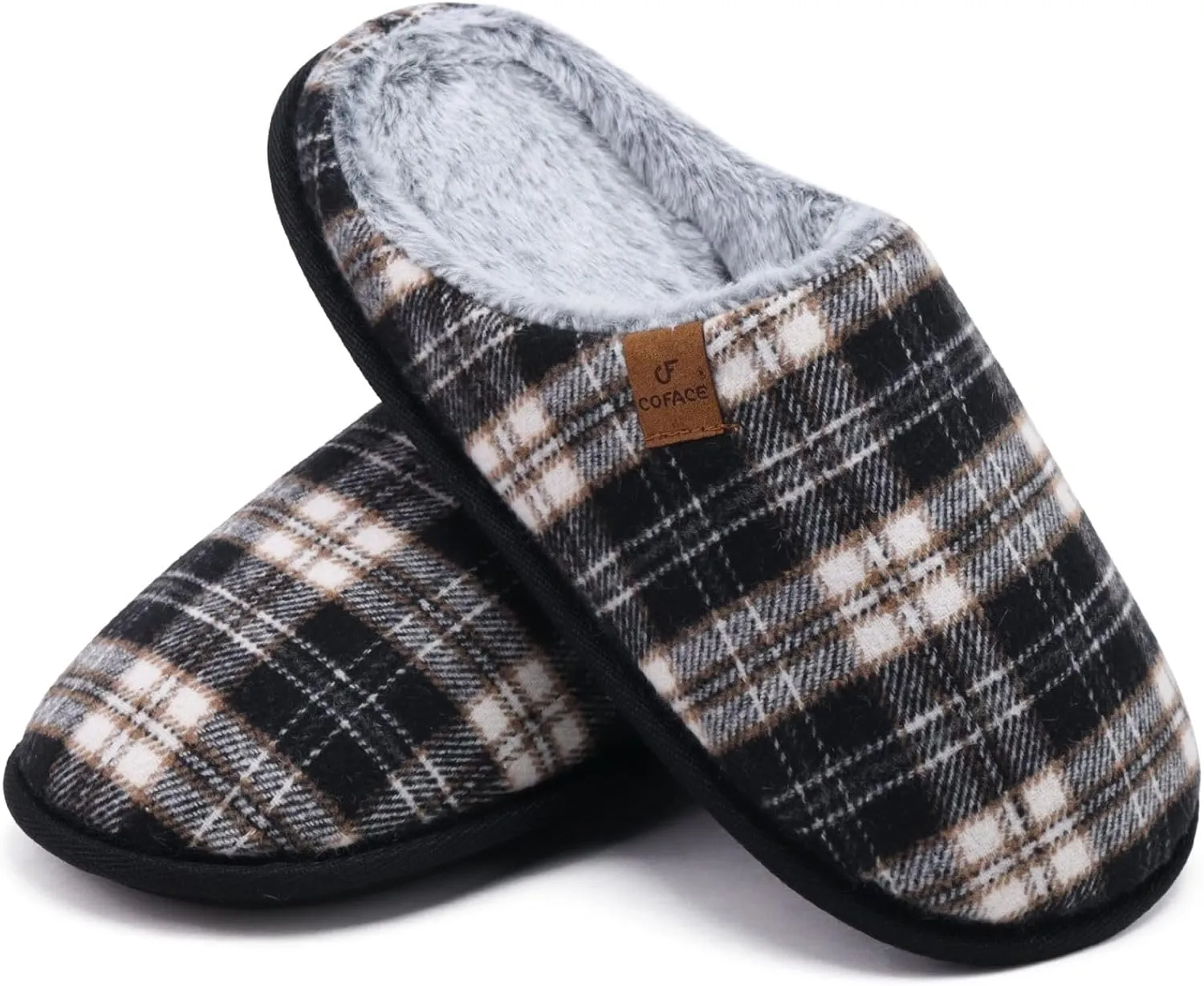 COFACE Unisex Mens Womens Cozy Memory Foam Scuff Slippers Casual Slip On Warm House Shoes Indoor/Outdoor Sandal Slippers With Arch Support Rubber Sole Size 4-15