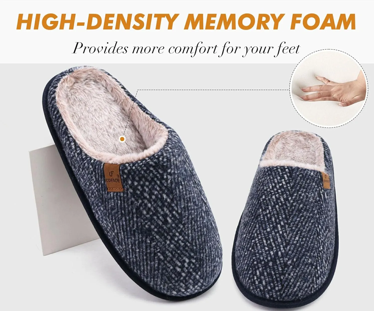 COFACE Unisex Mens Womens Cozy Memory Foam Scuff Slippers Casual Slip On Warm House Shoes Indoor/Outdoor Sandal Slippers With Arch Support Rubber Sole Size 4-15