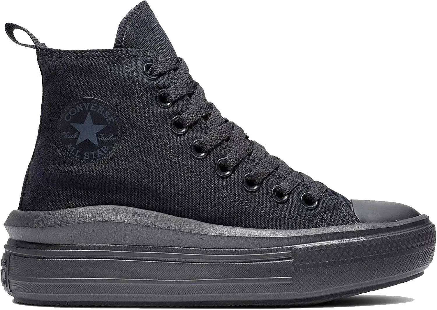 Converse Chuck Taylor All Star Move Platform Canvas (Big Kid) Sneaker, Black/Black/Dk Smoke Grey, 5 US Unisex