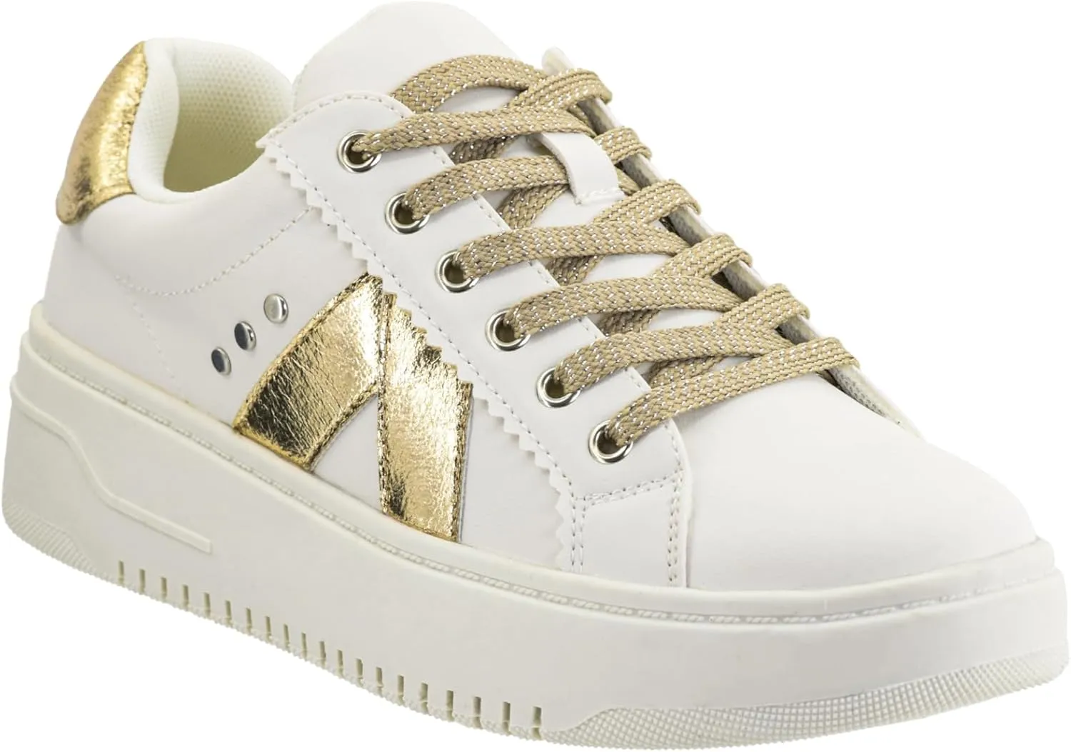 Corkys Footwear Hey Girl Tailgate Sneakers - A Trendy Lace-Up Sneaker with A V Stripe On The Side, Scalloped Eyelets, and Cushioned Lift for Chic Comfort