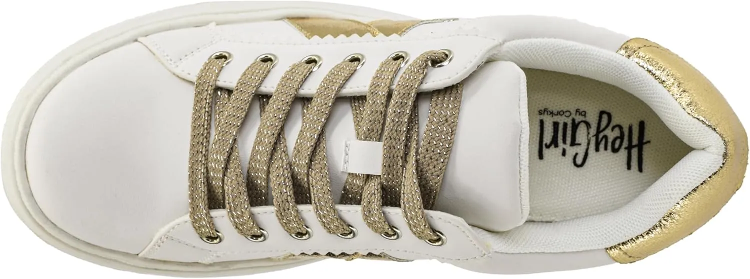 Corkys Footwear Hey Girl Tailgate Sneakers - A Trendy Lace-Up Sneaker with A V Stripe On The Side, Scalloped Eyelets, and Cushioned Lift for Chic Comfort