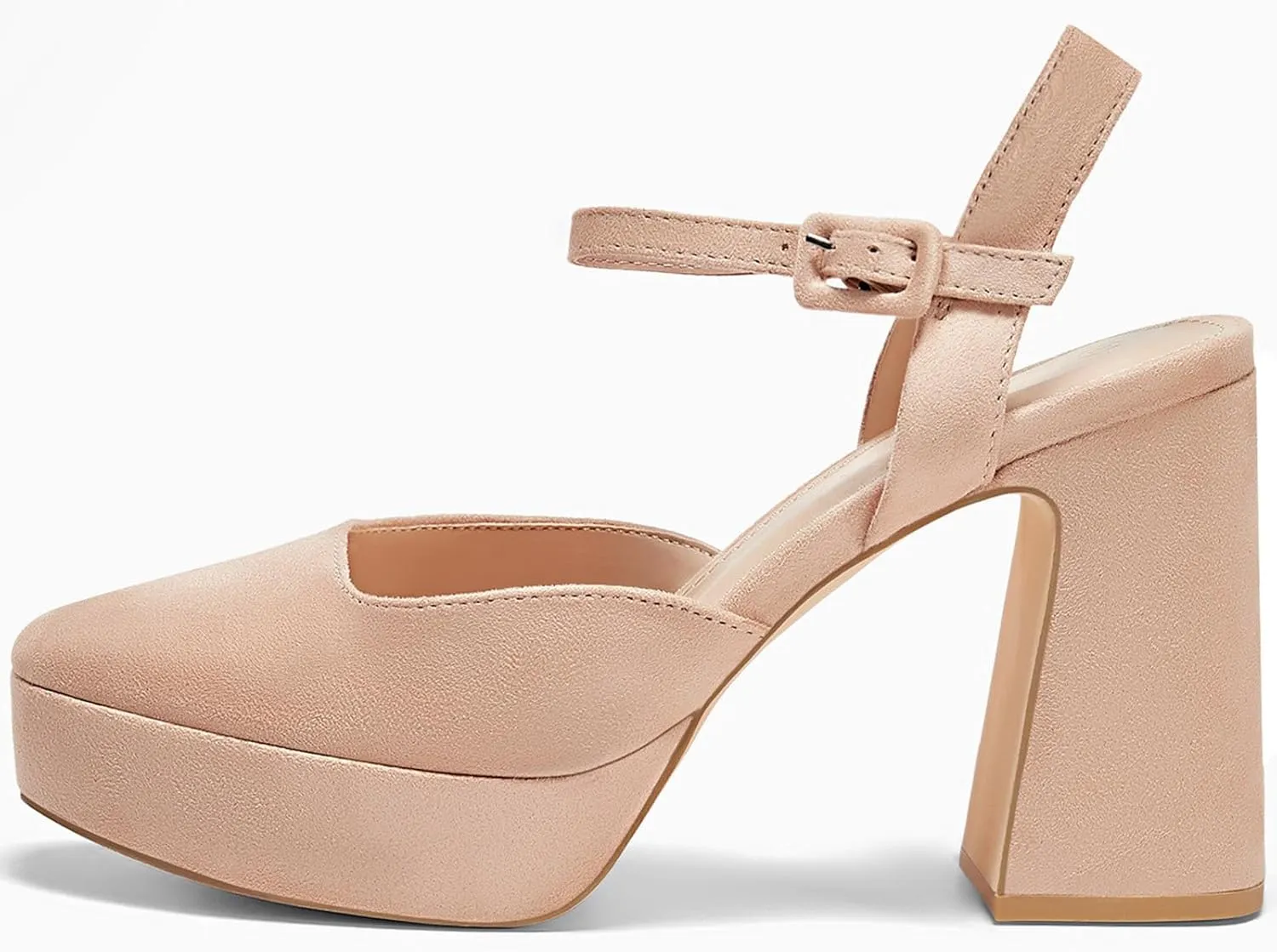 Coutgo Women's Chunky Platform High Heels Closed Toe Ankle Strap Pumps Wedding Party Dress Shoes