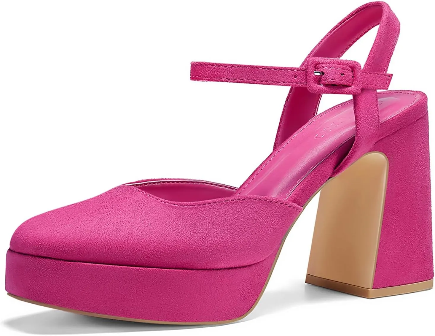 Coutgo Women's Chunky Platform High Heels Closed Toe Ankle Strap Pumps Wedding Party Dress Shoes