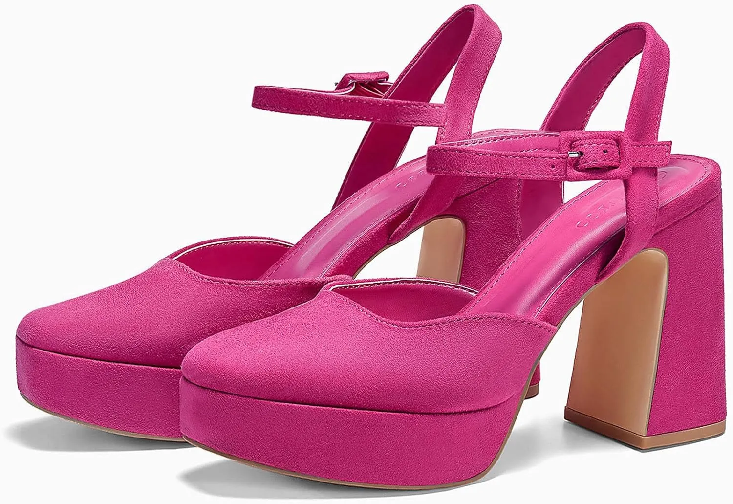 Coutgo Women's Chunky Platform High Heels Closed Toe Ankle Strap Pumps Wedding Party Dress Shoes