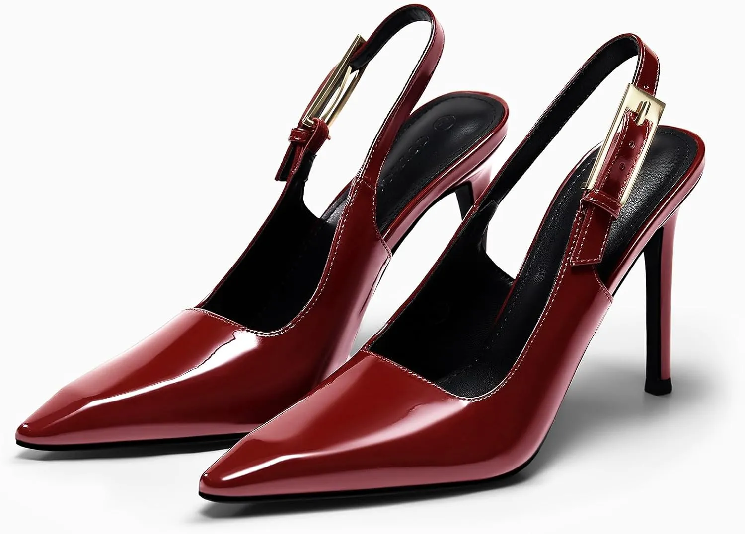 Coutgo Women's Slingback High Heels Pointed Toe Stilettos Metal Buckle Dress Party Pump Shoes