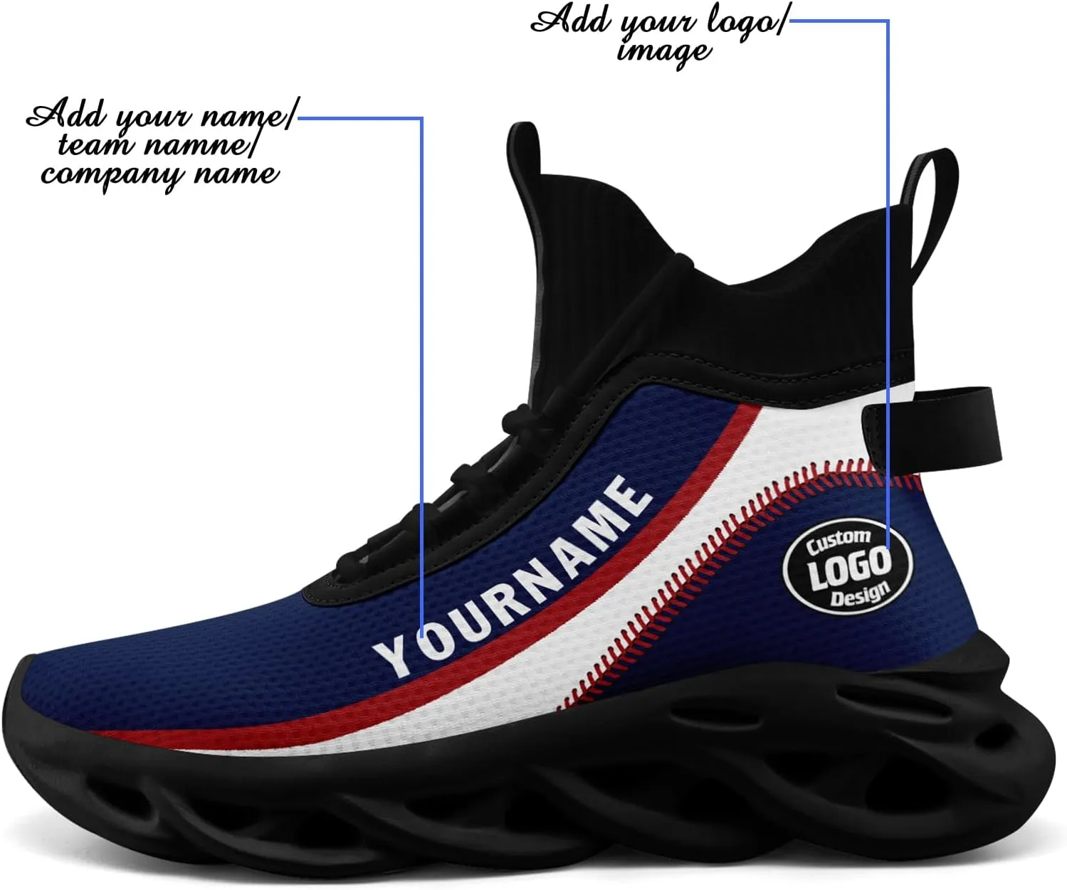Custom Men Athletic Walking Running Tennis Shoes Fashion Women Hightop Breathable Lightweight Sneaker Unisex Baseball Shoes