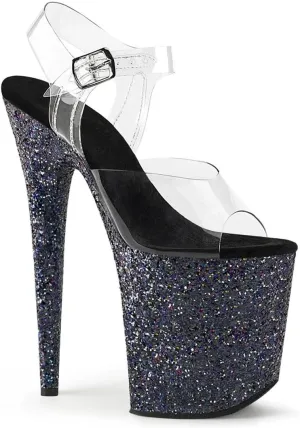 denova's Women's Transparent 7.9in Very High Heel Platform Pole Dance Ankle Strap Stiletto Sandal
