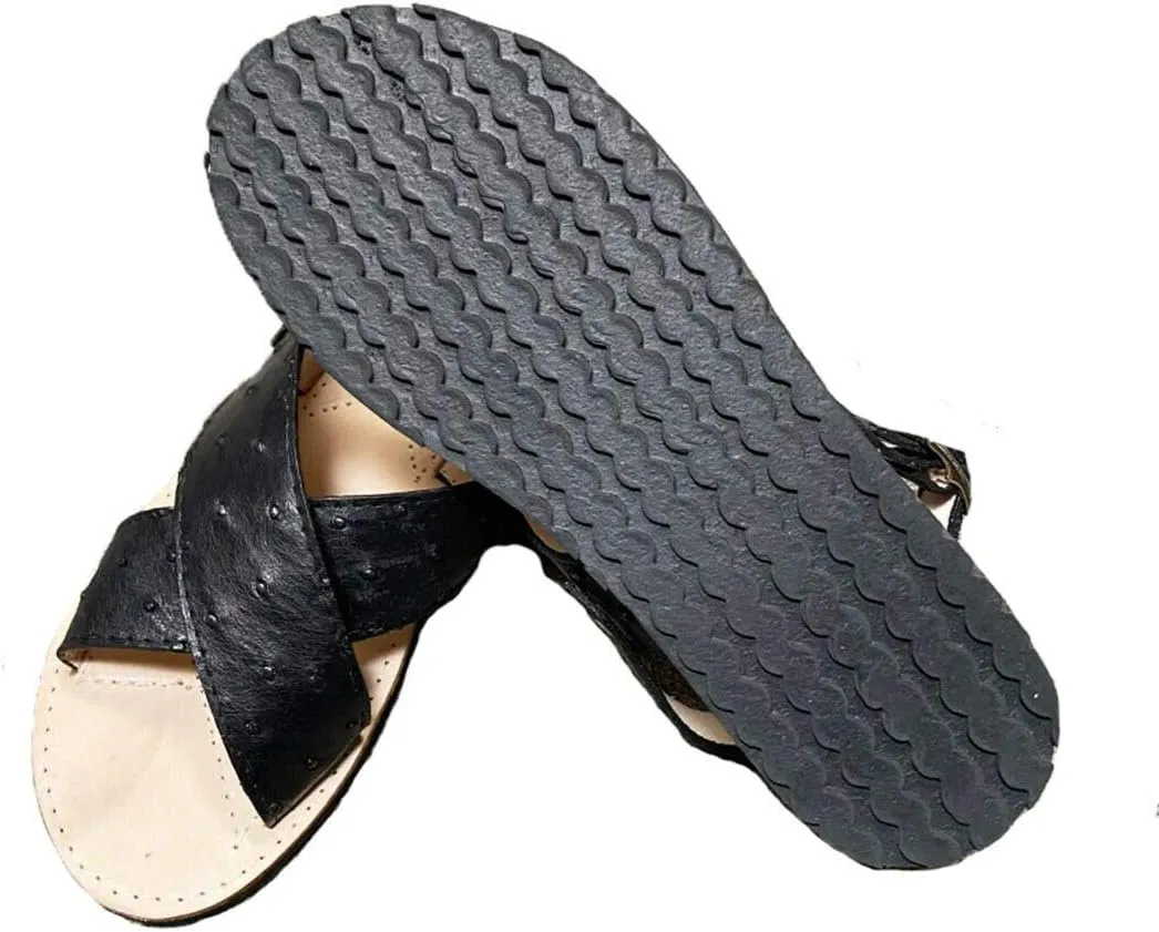 Dona Michi Men's Traditional Mexican Genuine Ostrich Leather Handmade Cruzado Sandals
