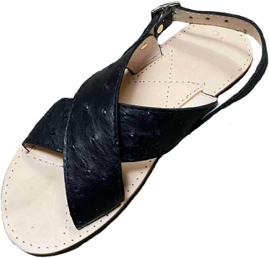Dona Michi Men's Traditional Mexican Genuine Ostrich Leather Handmade Cruzado Sandals