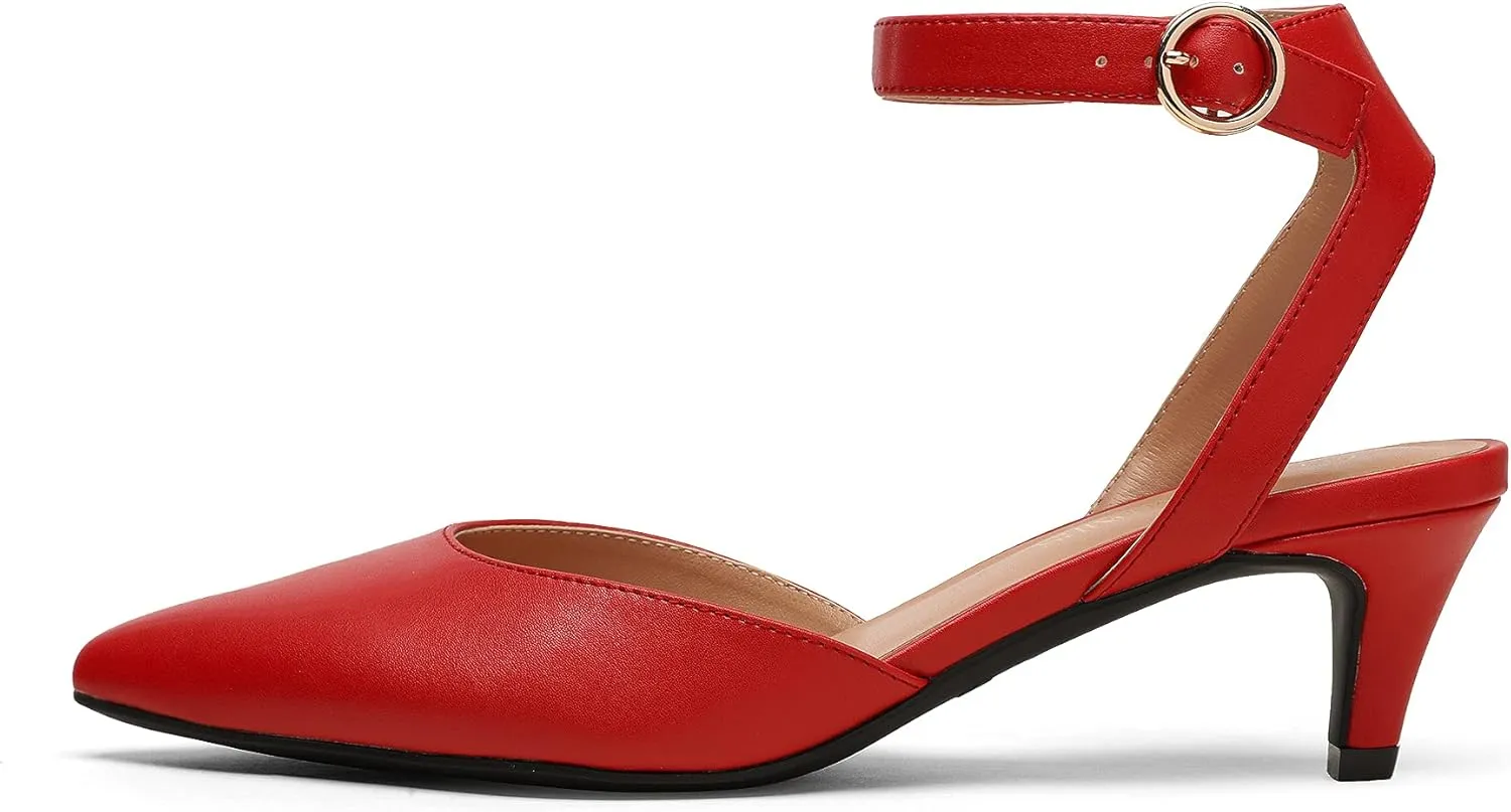 DREAM PAIRS Kitten Heels for Women Low Heel Dress Shoes Wedding Dress Closed Toe Pump Shoes