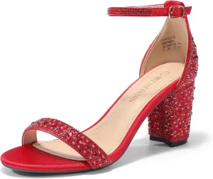DREAM PAIRS Women's Chunk Low Heel Pump Sandals