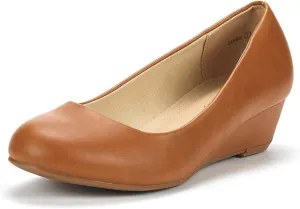 DREAM PAIRS Women's Debbie Mid Wedge Heel Pump Shoes