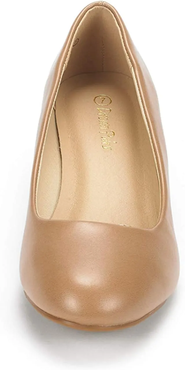 DREAM PAIRS Women's Debbie Mid Wedge Heel Pump Shoes