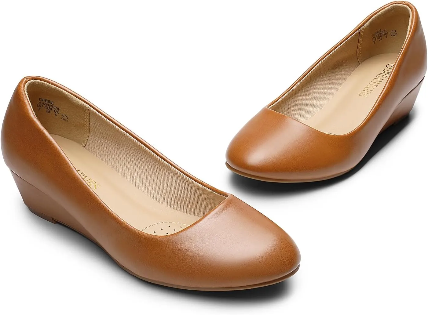 DREAM PAIRS Women's Debbie Mid Wedge Heel Pump Shoes