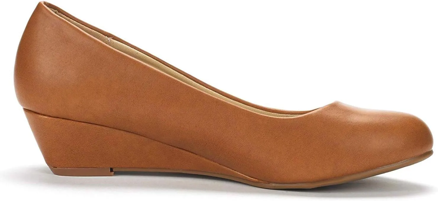 DREAM PAIRS Women's Debbie Mid Wedge Heel Pump Shoes