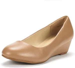 DREAM PAIRS Women's Debbie Mid Wedge Heel Pump Shoes