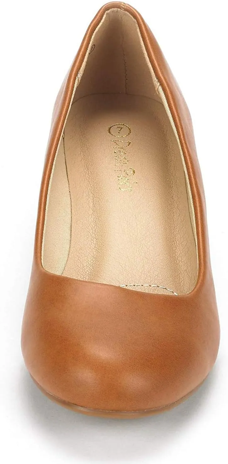 DREAM PAIRS Women's Debbie Mid Wedge Heel Pump Shoes