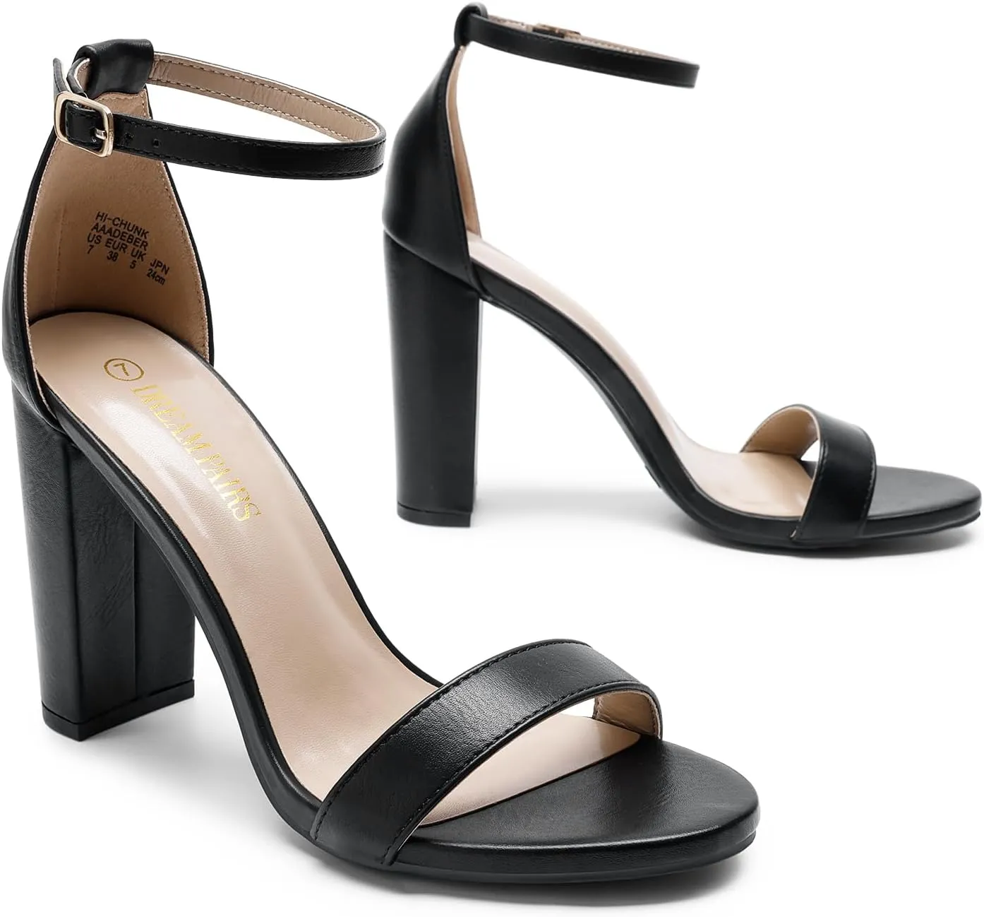 DREAM PAIRS Women's Hi-Chunk High Heel Pump Sandals