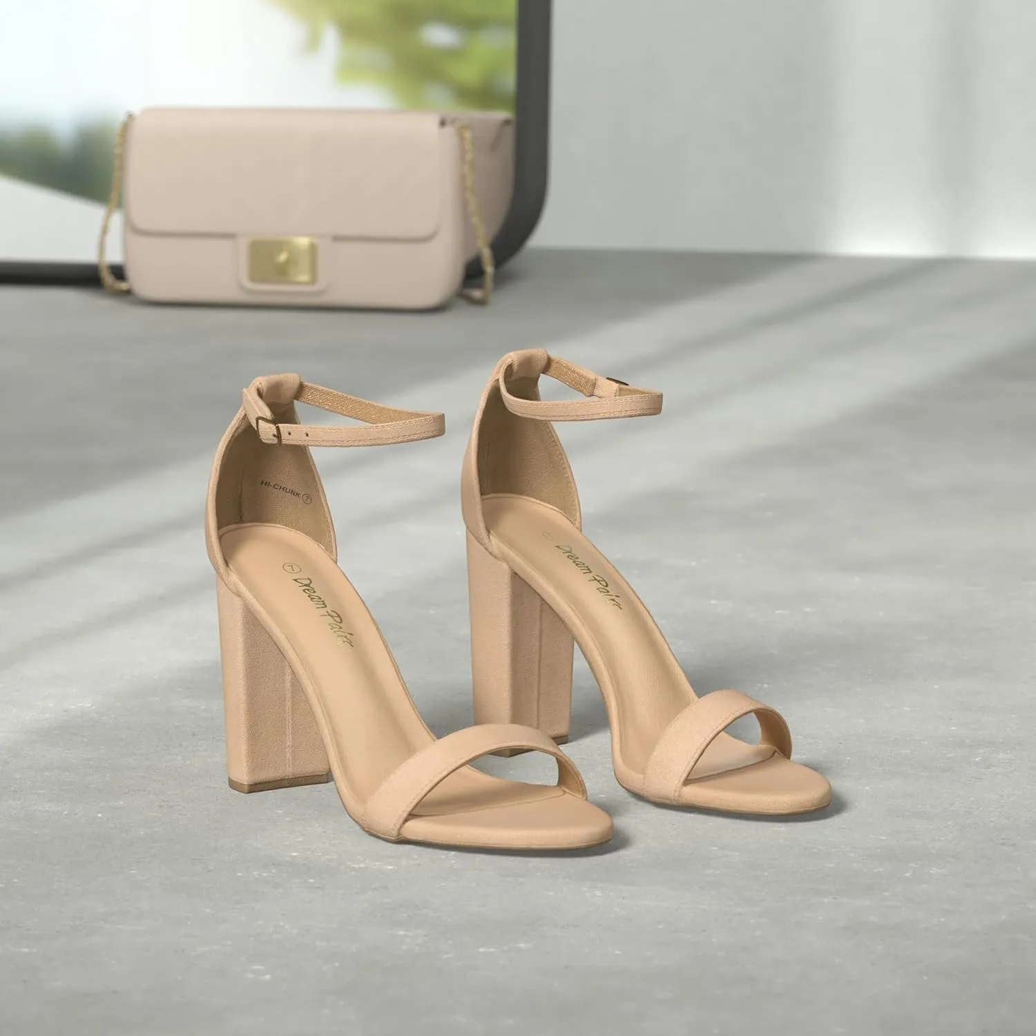 DREAM PAIRS Women's Hi-Chunk High Heel Pump Sandals