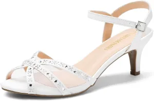 DREAM PAIRS Women's Nina Low Heel Pump Sandals