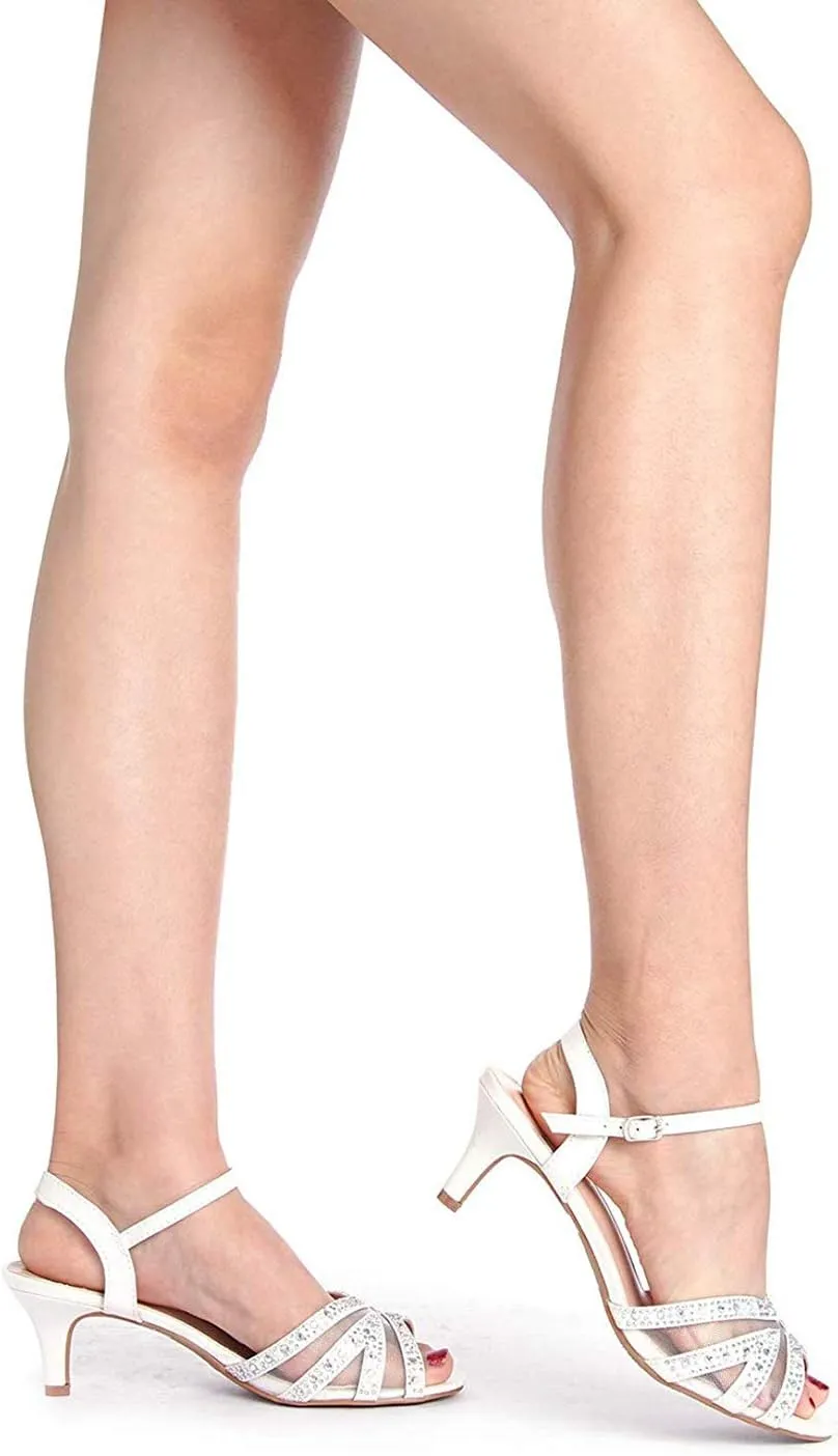 DREAM PAIRS Women's Nina Low Heel Pump Sandals