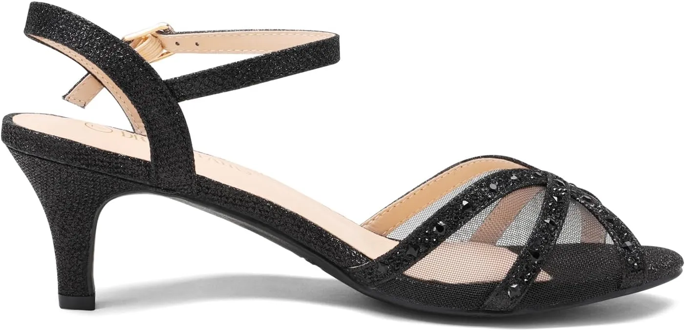DREAM PAIRS Women's Nina Low Heel Pump Sandals