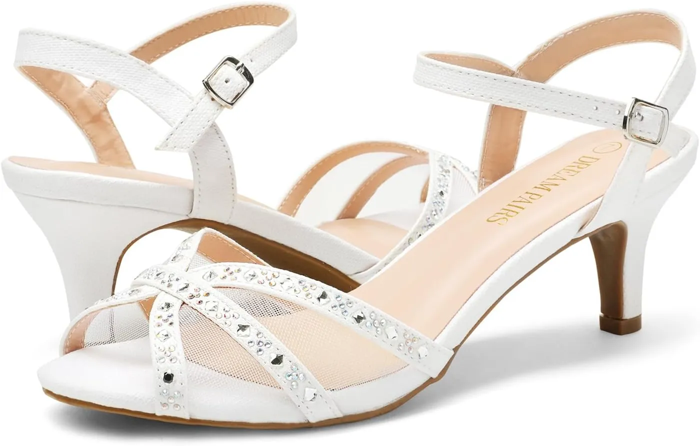 DREAM PAIRS Women's Nina Low Heel Pump Sandals