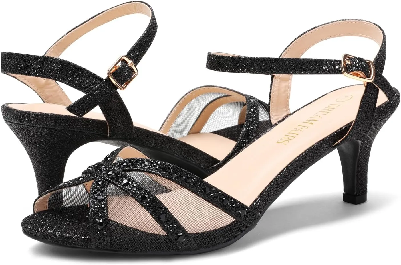 DREAM PAIRS Women's Nina Low Heel Pump Sandals