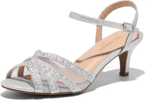 DREAM PAIRS Women's Nina Low Heel Pump Sandals