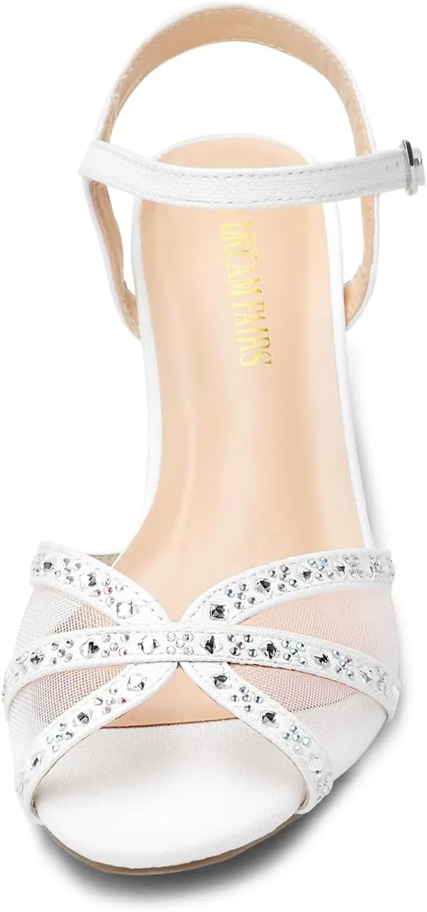 DREAM PAIRS Women's Nina Low Heel Pump Sandals