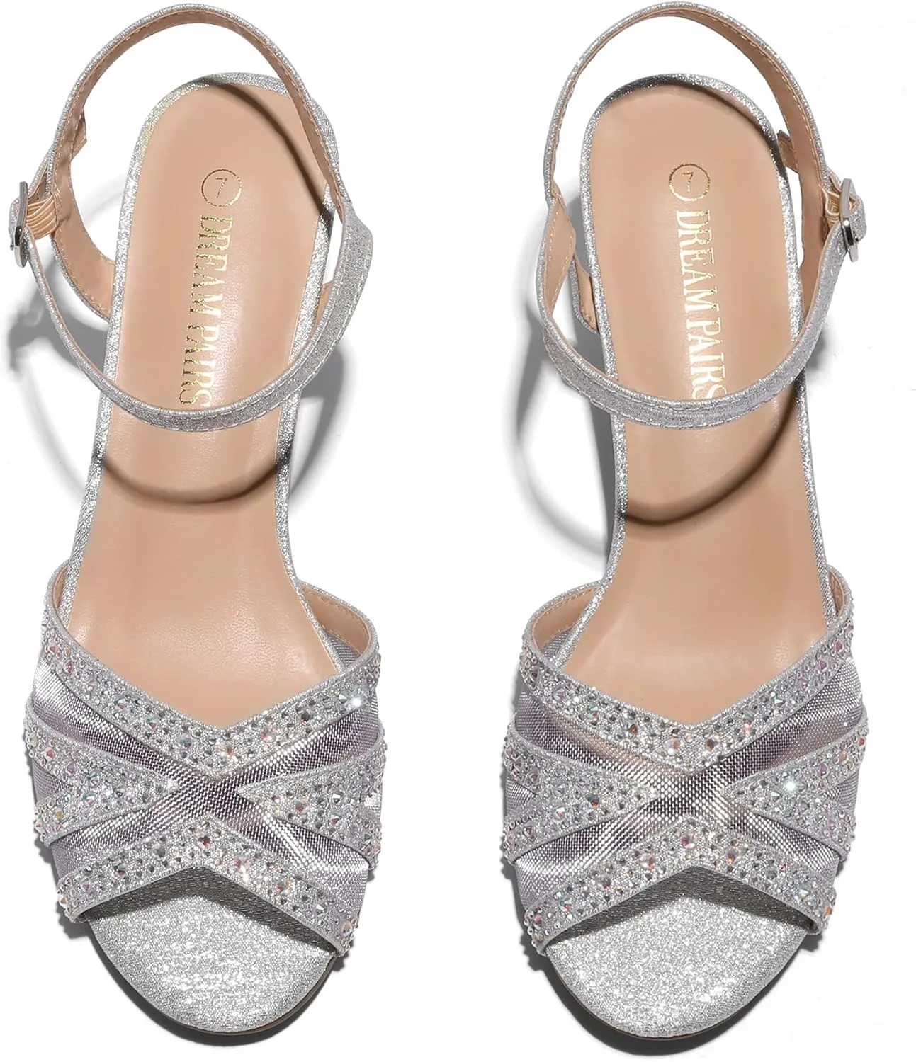 DREAM PAIRS Women's Nina Low Heel Pump Sandals