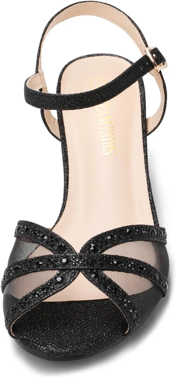DREAM PAIRS Women's Nina Low Heel Pump Sandals