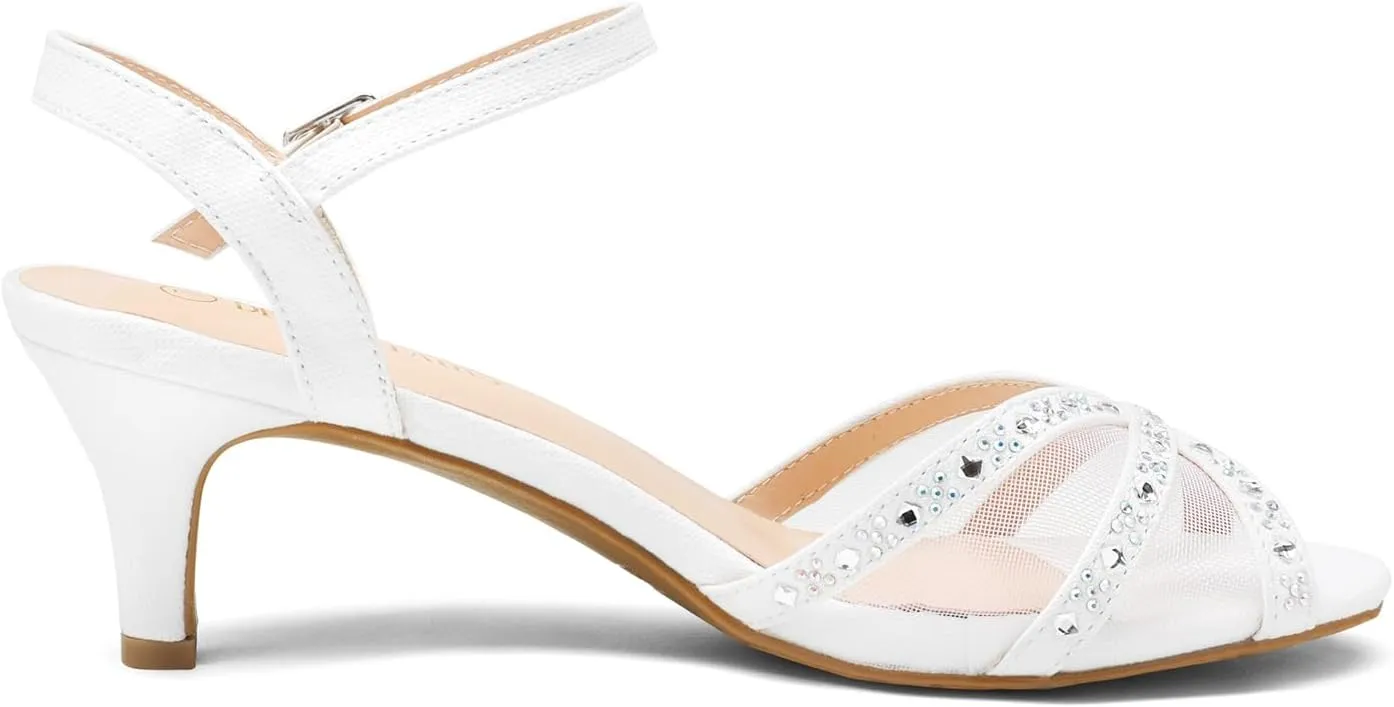 DREAM PAIRS Women's Nina Low Heel Pump Sandals