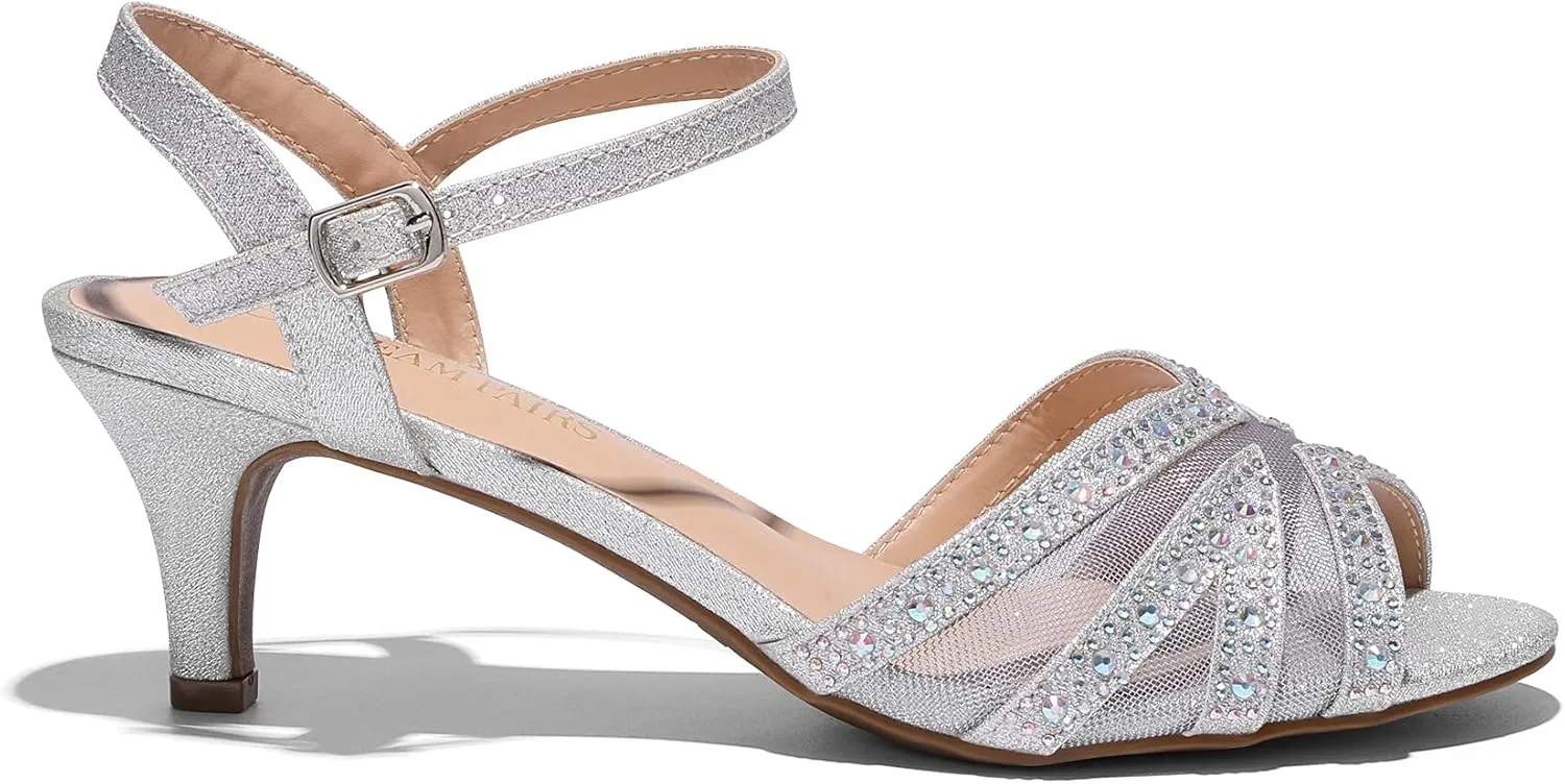 DREAM PAIRS Women's Nina Low Heel Pump Sandals