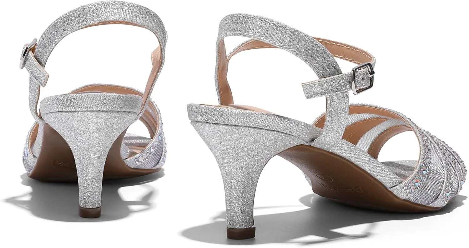 DREAM PAIRS Women's Nina Low Heel Pump Sandals