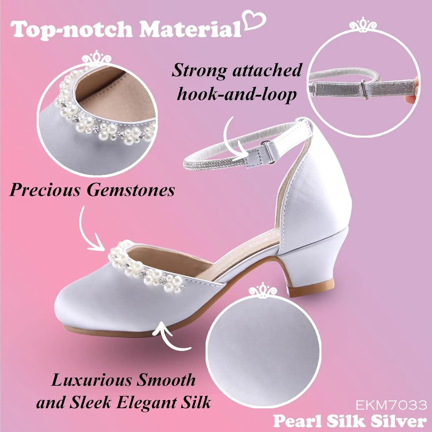 EIGHT KM Girls High Heels - Weeding Party Little Girl Heels Multi-Colored Ages 3-13 Years - High Heels for Girls & Kids - Wide Fit Toddler High Heels High Heels for Kids