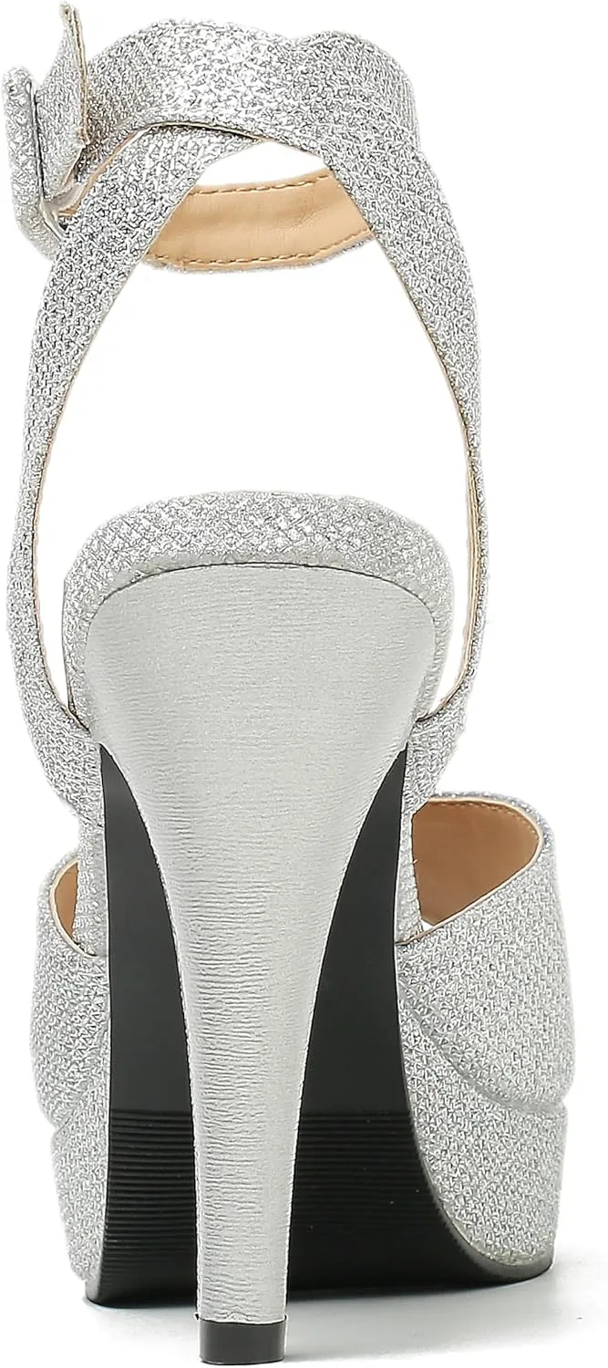 fereshte Women's High Heels Platform Sandals Ankle Strap Slingback Dress Sandal Pump Shoes